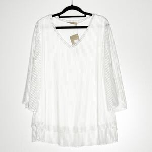 New Timeson Flutter Sleeve Metallic Shimmer Blouse Women's Size Large